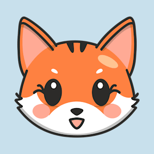 Cute Fox Face Illustration T-Shirt