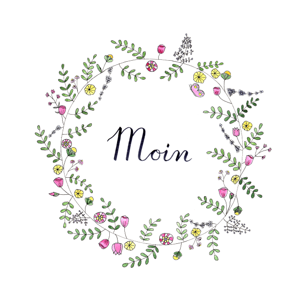 Moin German Brush Script with Flower Wreath by Sandraartist