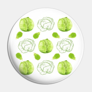 Cabbage Pattern | Botanical Art | Green Vegetables | Gifts for Plant Lovers | Gifts for Vegetarians Pin