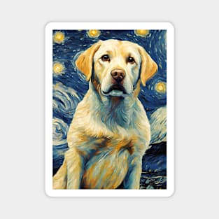 Golden Retriever Dog Breed in a Van Gogh Starry Night Art Style Magnet