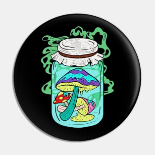 Psychedelic Mushrooms Mason Jar Pin