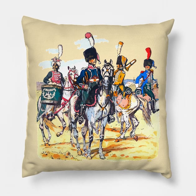 Austro-Hungarian Cavalry Mounted Musicians Richard Knotel Pillow by mounteencom