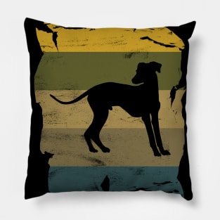Italian Greyhound Distressed Vintage Retro Silhouette Pillow