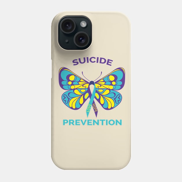 Suicide Prevention Awareness Butterfly Ribbon Phone Case by mstory