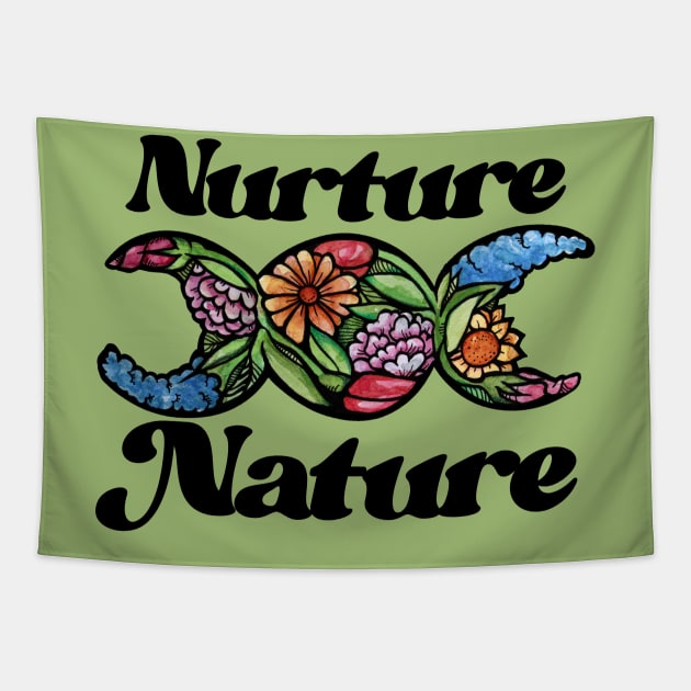 Nurture Nature Triple Moon Symbol Tapestry by bubbsnugg