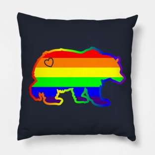 Gay Fathers And Mothers Day LGBTQ Rainbow Bear Heart Pillow