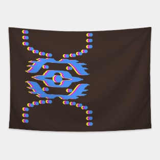 Tribal Eye in Cyan, Yellow and Magenta Tapestry