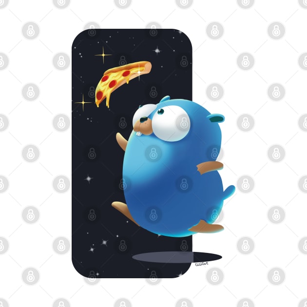 Golang Gopher Go Pizza by clgtart