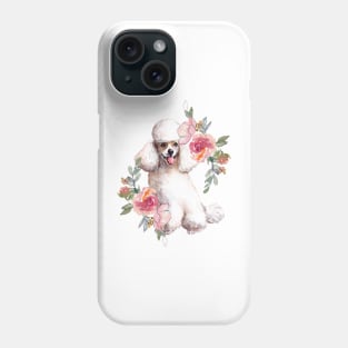 Cute Poodle Puppy Dog with Flowers Watercolor Art Phone Case