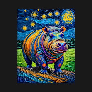 Hippopotamus at starry night T-Shirt