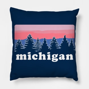 Northern Michigan Pine Tree Sunset Pillow