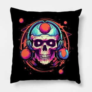 Psychedelic Astronaut Skull Pillow