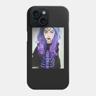 Purple-Haired Goth Girl on White Phone Case