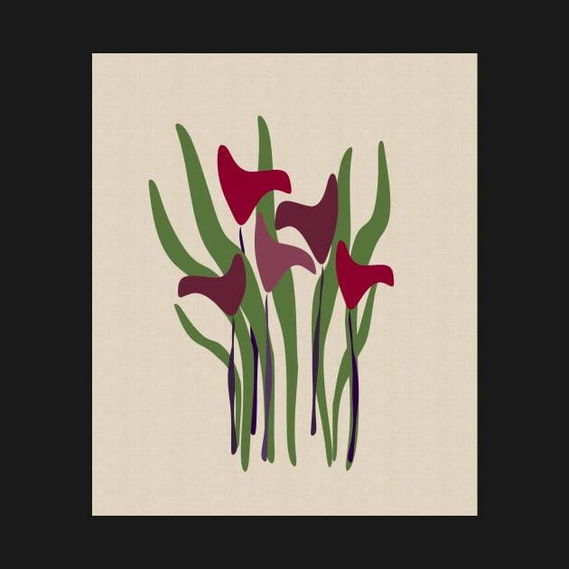 Calla Lily Plant Purple Linen by technotext