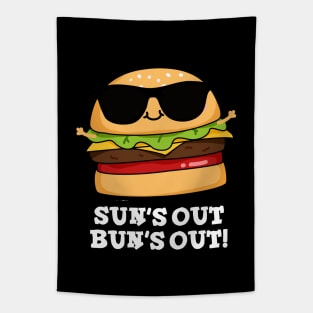 Sun's Out Bun's Out Funny Summer Burger Pun Tapestry