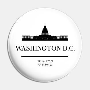 WASHINGTON DC BLACK SILHOUETTE SKYLINE ART Pin