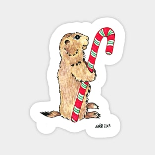 2013 Holiday ATC 1 - Prairie Dog Candy Cane Magnet