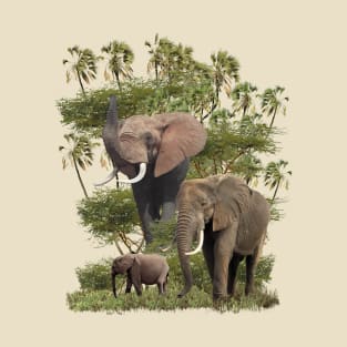 Elephants - Doumpalm - Trees - Africa T-Shirt