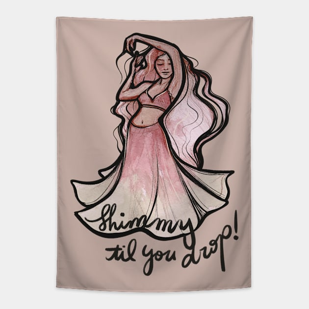 Shimmy Til You Drop Pink Belly Dancer Tapestry by bubbsnugg