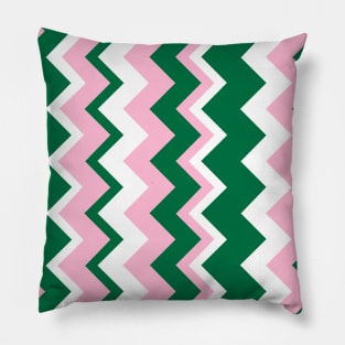 Pink, Green and White Chevron Stripes Pillow