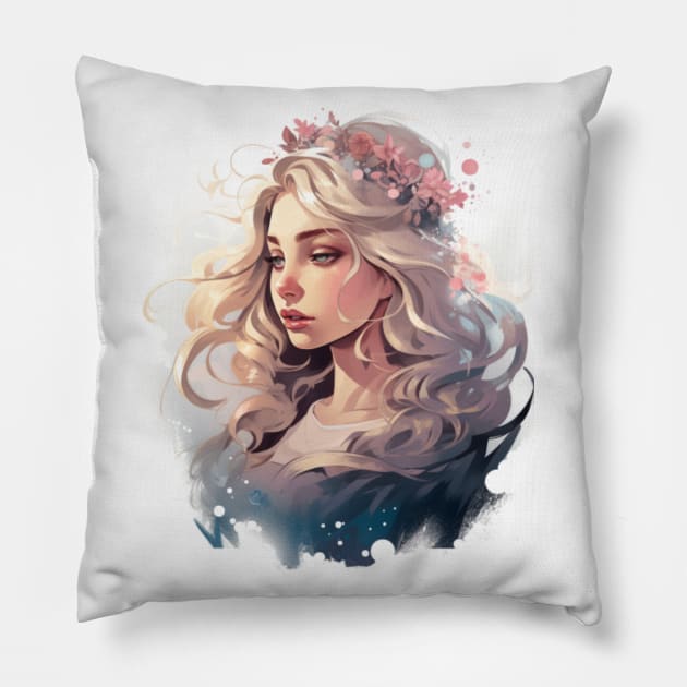 Rose Princess Watercolor Pillow by MonPrint