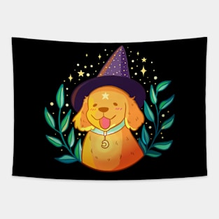 Cute wizard golden retriever Tapestry