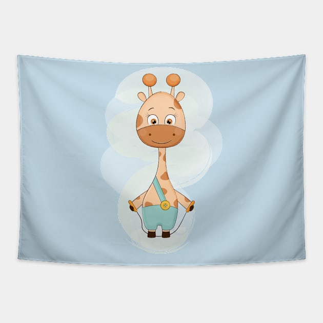 Cute Baby Giraffe Tapestry by happyvibesprints