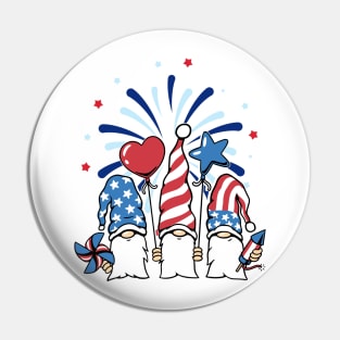 Gnomes Patriotic American Flag Cute 4th Of July Fourth Pin