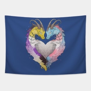 Nonbinary Transgender Dragons LGBT Pride Flag Tapestry