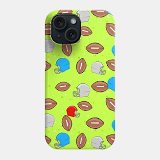 American Football - Helmet & Ball Seamless Pattern - Yellow Green Background Phone Case