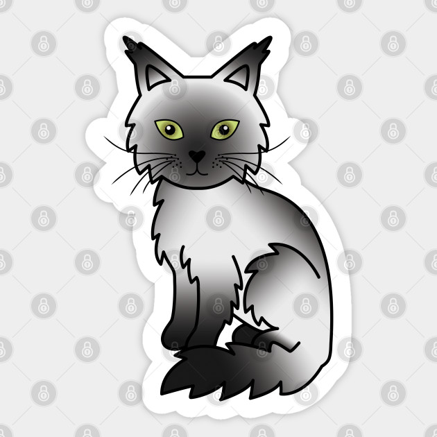 Black Smoke Maine Coon Cat Cute Cartoon Illustration Maine Coon