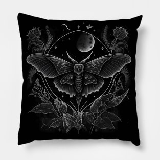 Dark Moth Gothic Cottagecore Pillow