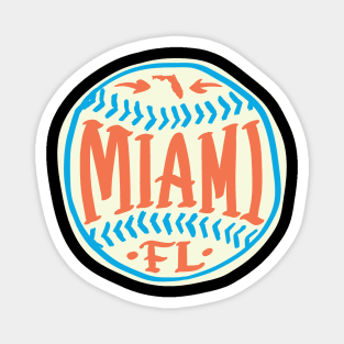 Miami Florida Hand Drawn Typography Baseball T-Shirt Magnet