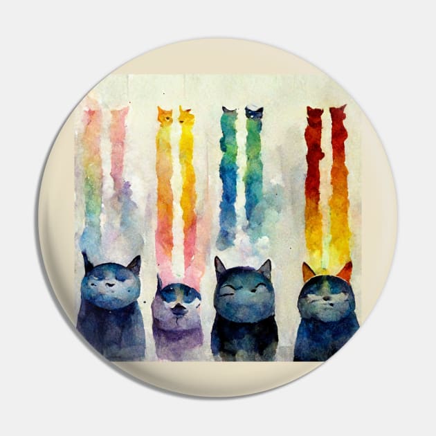 Funny Cats with rainbow Pin by DocFinn