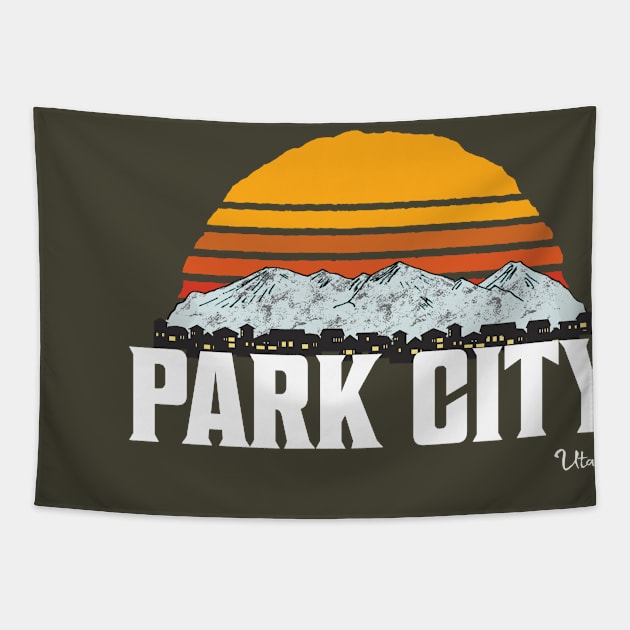 Vintage Utah Park City Gifts Ski Souvenir Tapestry by USProudness