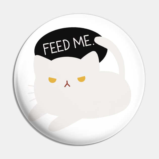 Cute Cat Design Feed Me | Kawaii White Cat Illustration | Cat Lover Gift | By Atelier Serakara Pin by Atelier Serakara