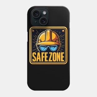 Safe zone construction helmet and goggles sign Phone Case