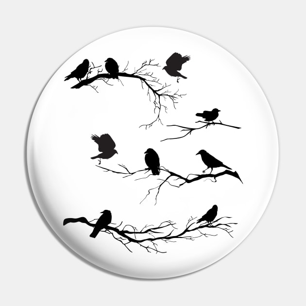 Crows on Branches Pin by SWON Design