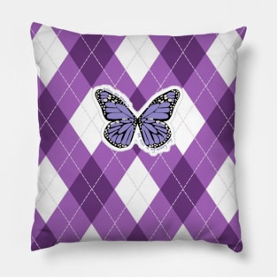 PURPLE ARGYLE PATTERN WITH BUTTERFLY Pillow