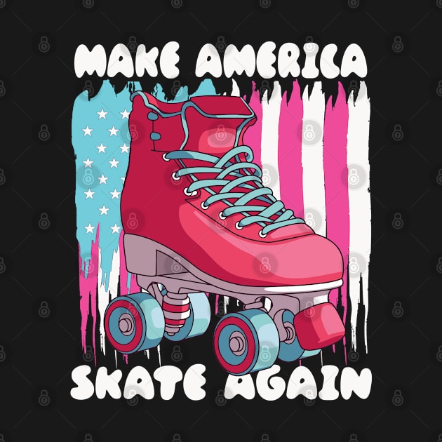 Retro 80s Rollerskate US Flag by USProudness