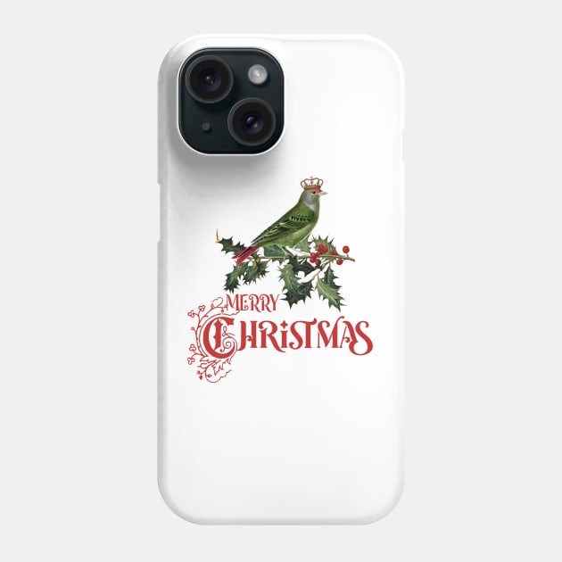 Christmas Illustration with Bird Phone Case by Biophilia