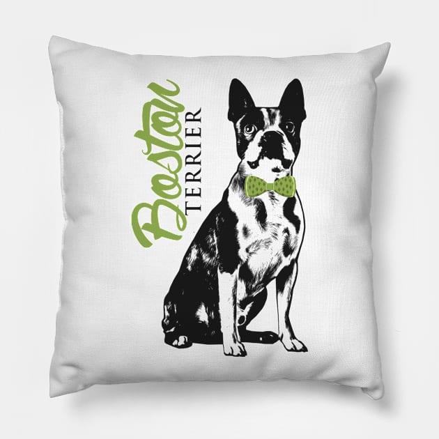 Boston Terrier dog Pillow by Nartissima