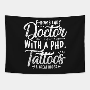 F-Bomb Lady Doctor Funny Typography Design Tapestry