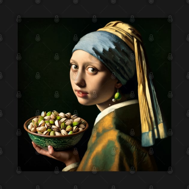 Pearl Earring Pistachio Bowl Tee - National Pistachio Day Celebration by Edd Paint Something