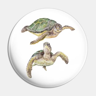 Sea Turtles Watercolor Pin