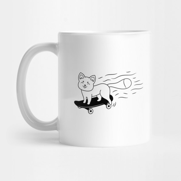 Cute Cat On Skateboard Drawing Sketch Geeky Style Cat Skateboard