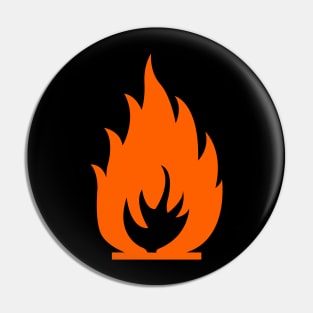 Flammable Sign Tshirt Flame Lit Fire Hazard symbol Pin