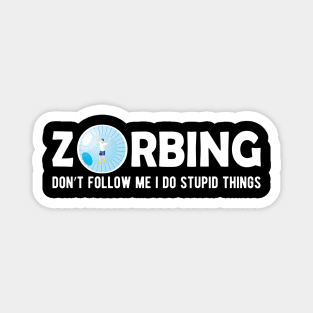 Zorbing Don't follow me I did stupid things Magnet