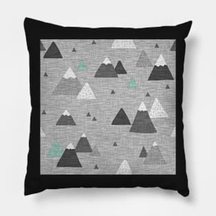 Little Mountains - grey and mint Pillow