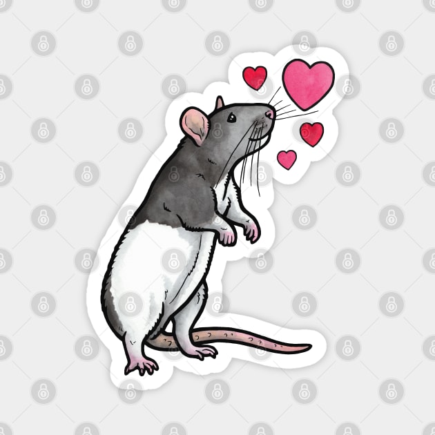 Hooded rat love Magnet by animalartbyjess